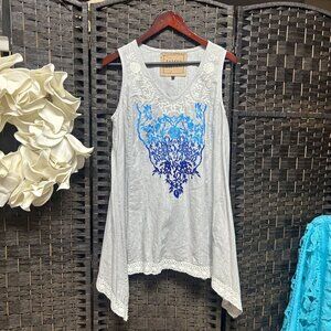 James Bryan Embroidered Tunic Top Size Large